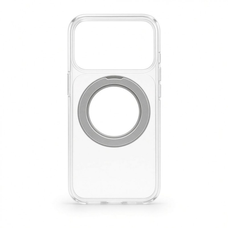 Capa híbrida MagSafe Evelatus com suporte metálico 360 para Apple iPhone 18 Pro, PC+TPU, transparente