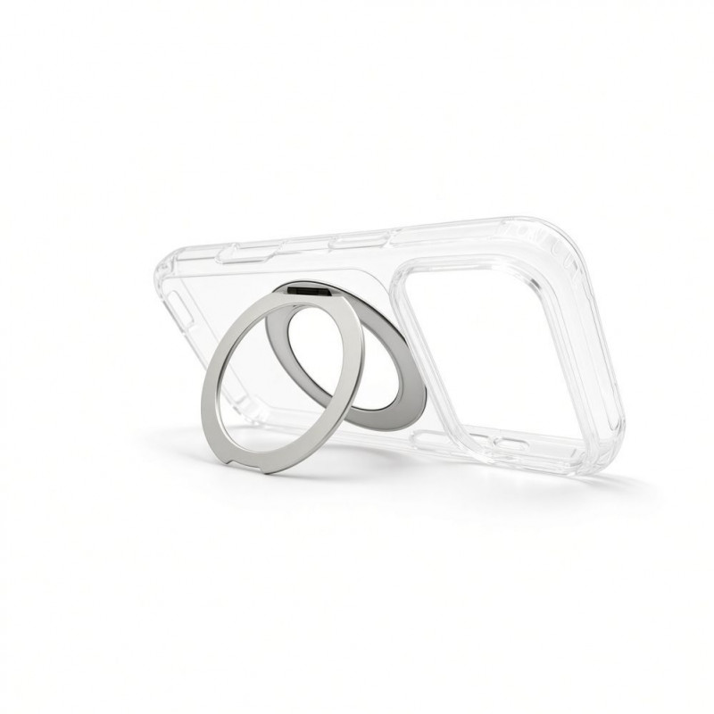 Capa híbrida MagSafe Evelatus com suporte metálico 360 para Apple iPhone 18 Pro, PC+TPU, transparente