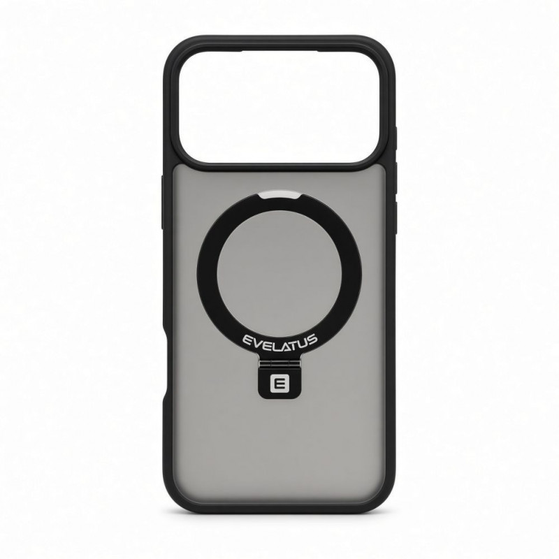 Capa Evelatus Shield com MagSafe e suporte para Apple iPhone 18 Pro, anel fosco, preta