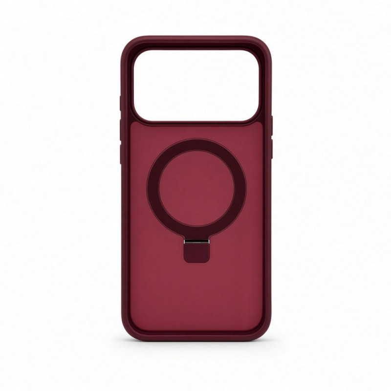 Capa Evelatus Shield com MagSafe e suporte para Apple iPhone 18 Pro, anel fosco, bordô