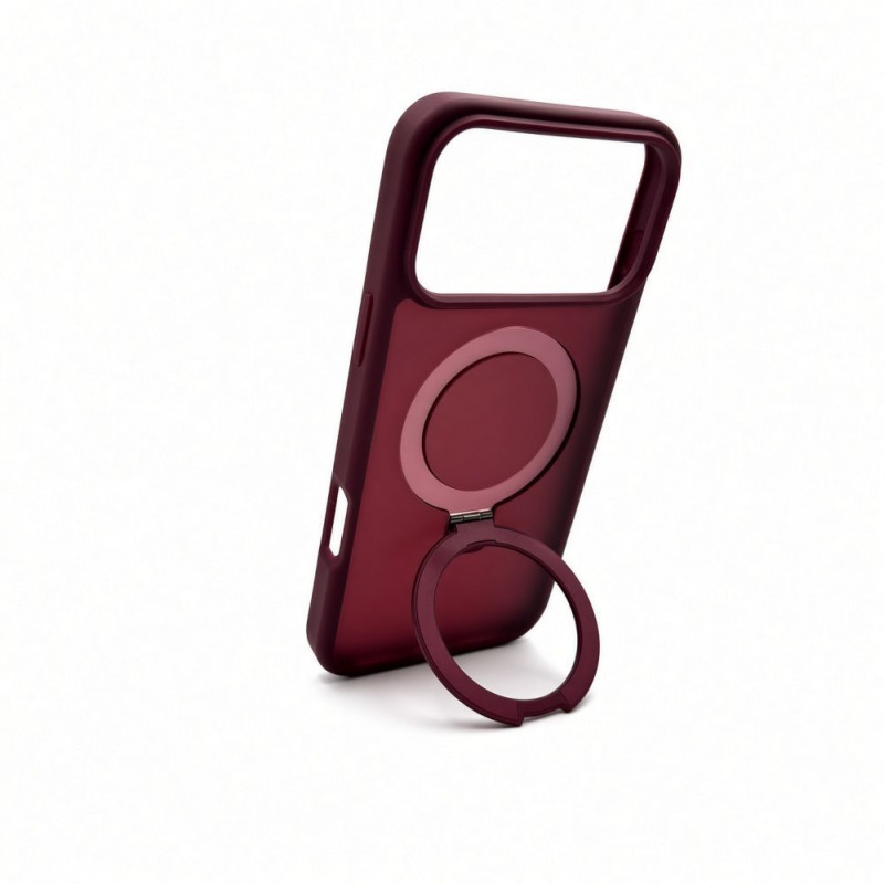 Capa Evelatus Shield com MagSafe e suporte para Apple iPhone 18 Pro, anel fosco, bordô