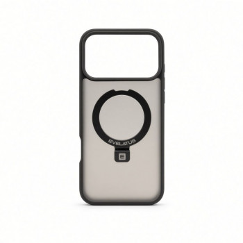 Capa Evelatus Shield com MagSafe e suporte para Apple iPhone 18 Pro, anel mate, cinzento fumado
