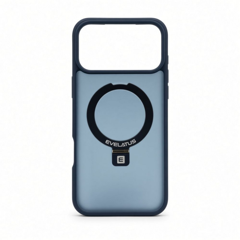 Capa Evelatus Shield com MagSafe e suporte para Apple iPhone 18 Pro, anel mate, azul-marinho