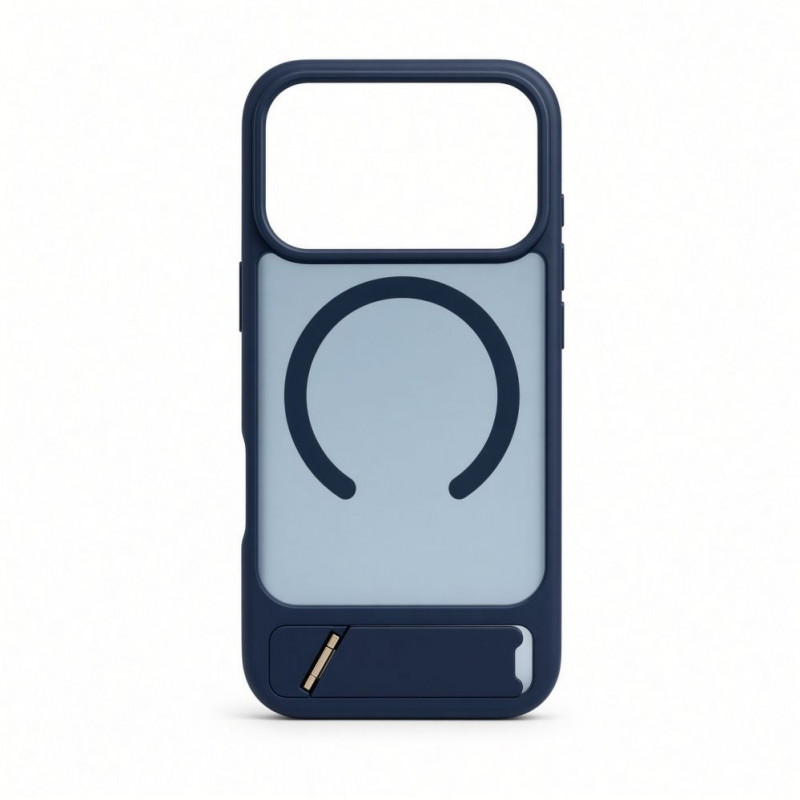 Capa Evelatus MagSafe com revestimento de borracha e suporte para Apple iPhone 18 Pro, azul-marinho