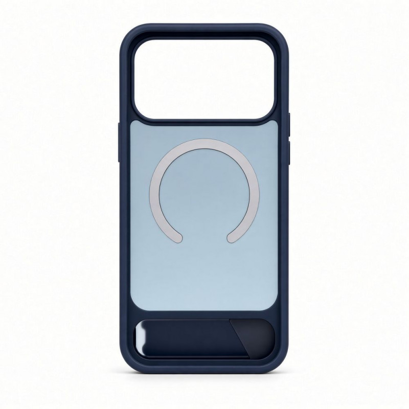 Capa Evelatus MagSafe com revestimento de borracha e suporte para Apple iPhone 18 Pro, azul-marinho