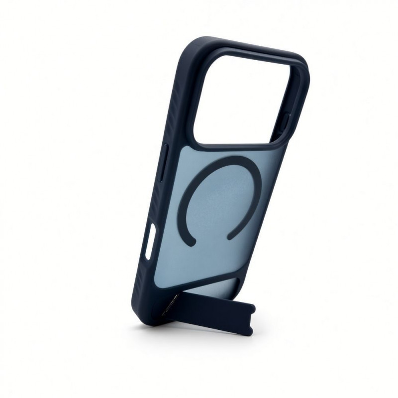 Capa Evelatus MagSafe com revestimento de borracha e suporte para Apple iPhone 18 Pro, azul-marinho