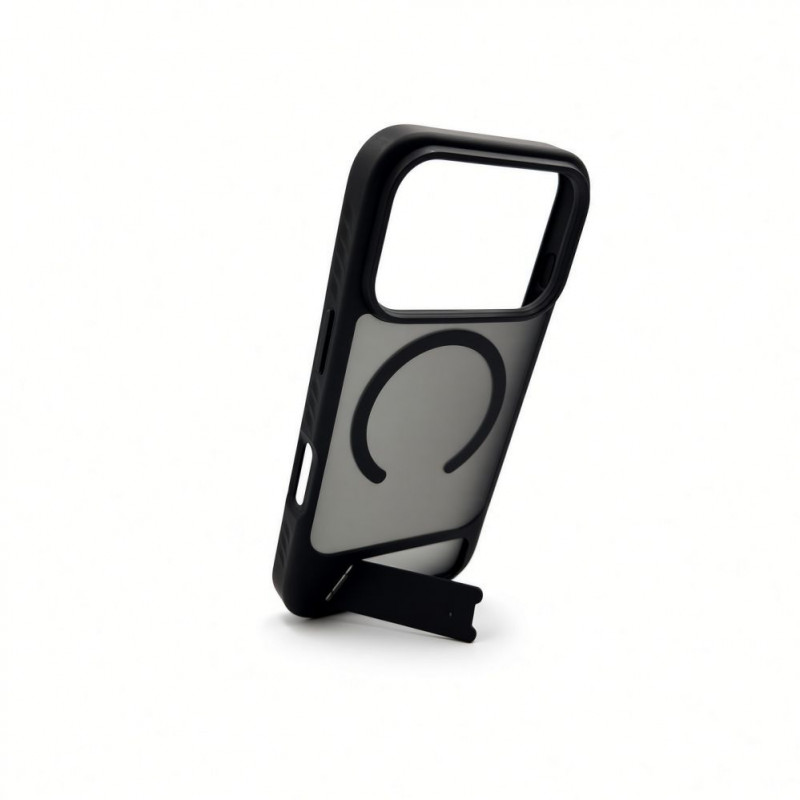Capa Evelatus MagSafe com revestimento de borracha e suporte para Apple iPhone 18 Pro, preto