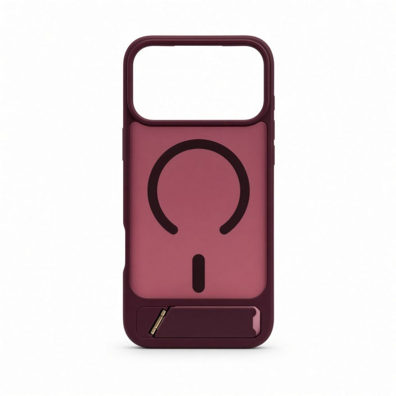 Capa Evelatus MagSafe com revestimento de borracha e suporte para Apple iPhone 18 Pro Max, bordô