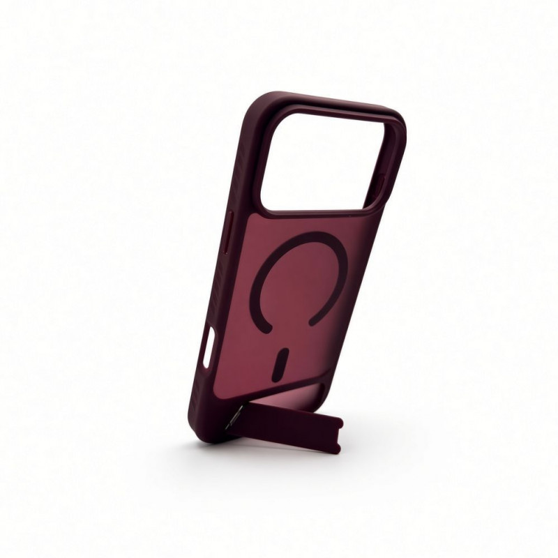 Capa Evelatus MagSafe com revestimento de borracha e suporte para Apple iPhone 18 Pro Max, bordô