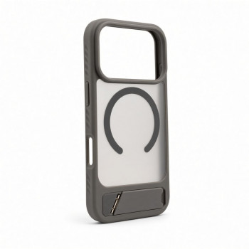 Capa Evelatus MagSafe com revestimento de borracha e suporte para Apple iPhone 18 Pro, cinzento fumado