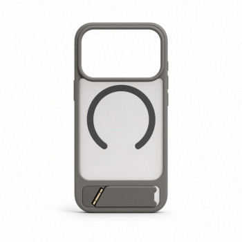 Capa Evelatus MagSafe com revestimento de borracha e suporte para Apple iPhone 18 Pro, cinzento fumado