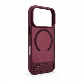 Capa Evelatus MagSafe com revestimento de borracha e suporte para Apple iPhone 18 Pro, bordô