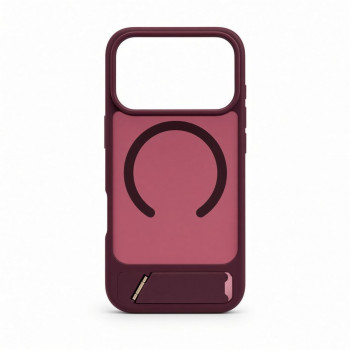 Capa Evelatus MagSafe com revestimento de borracha e suporte para Apple iPhone 18 Pro, bordô