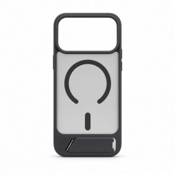 Capa Evelatus MagSafe com revestimento de borracha e suporte para Apple iPhone 18 Pro Max, cinzento fumado