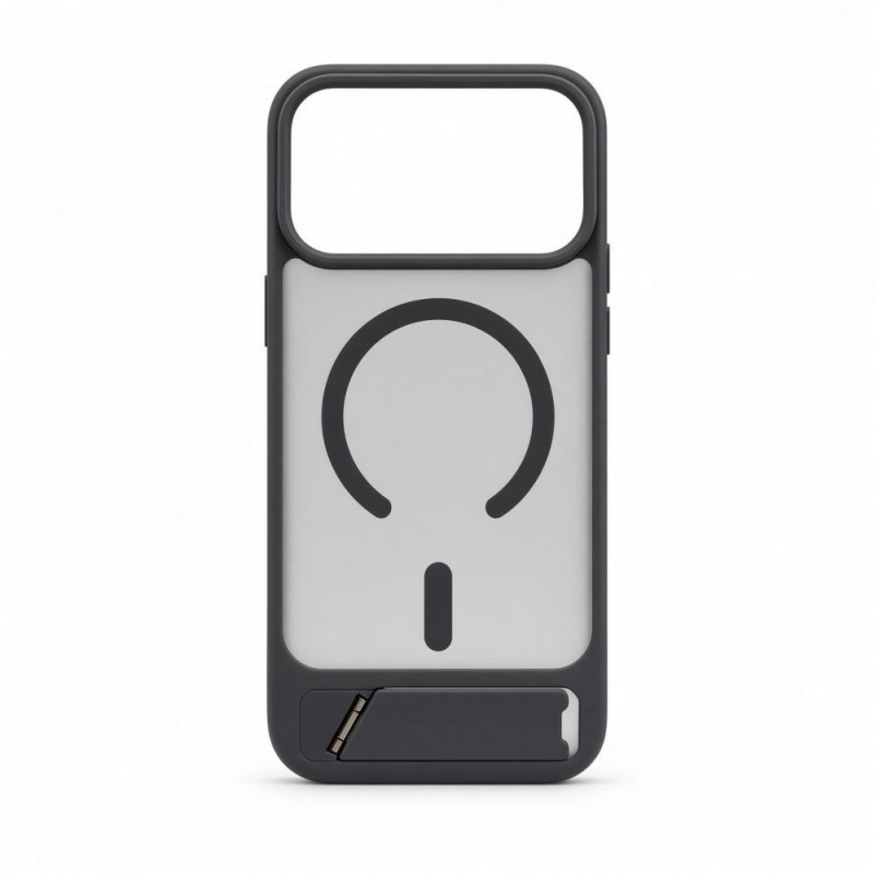 Capa Evelatus MagSafe com revestimento de borracha e suporte para Apple iPhone 18 Pro Max, cinzento fumado