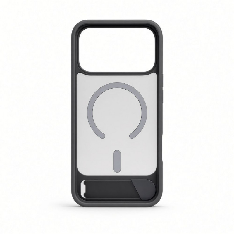 Capa Evelatus MagSafe com revestimento de borracha e suporte para Apple iPhone 18 Pro Max, cinzento fumado