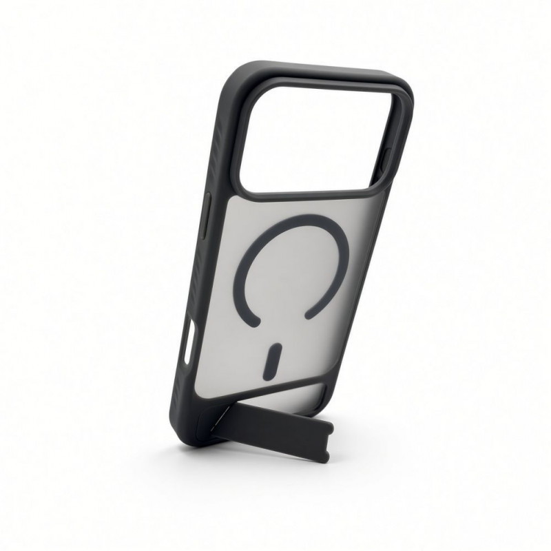 Capa Evelatus MagSafe com revestimento de borracha e suporte para Apple iPhone 18 Pro Max, cinzento fumado