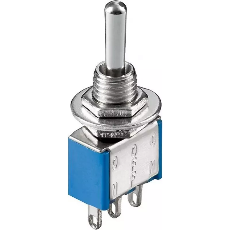 Interruptor basculante em miniatura Goobay ON-OFF-ON com terminais de solda
