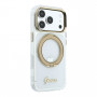 Capa Guess HC MagSafe IML Ring Stand 360 Script Metal Logo para Apple iPhone 18 Pro, transparente