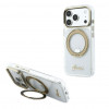 Capa Guess HC MagSafe IML Ring Stand 360 Script Metal Logo para Apple iPhone 18 Pro, transparente