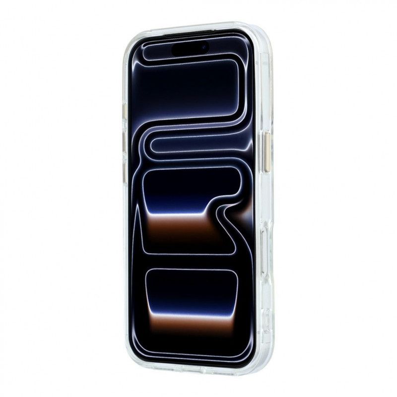 Capa Guess HC MagSafe IML Ring Stand 360 Script Metal Logo para Apple iPhone 18 Pro, transparente