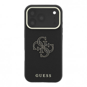 Capa Guess SW em PU granulado e logótipo grande em resina para Apple iPhone 18 Pro, preto