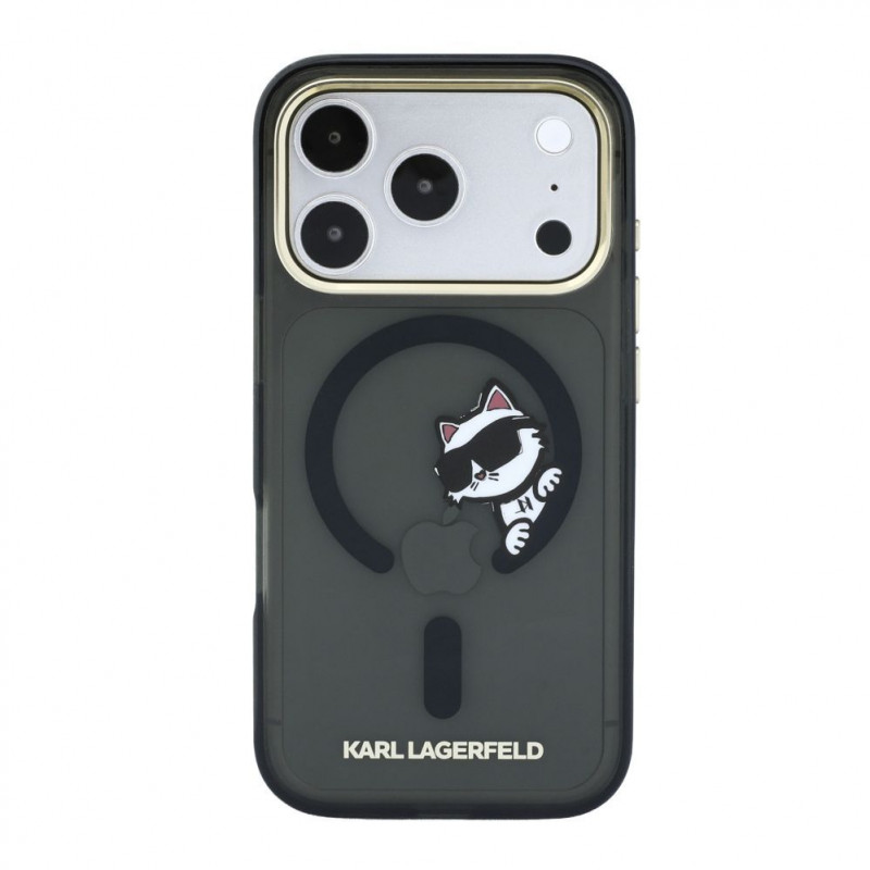 Capa Karl Lagerfeld HC MagSafe IML Peekaboo Print & Metal Frame para Apple iPhone 18 Pro Max, preto