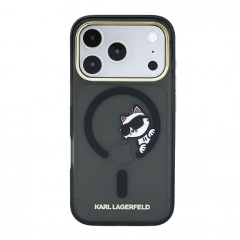Capa Karl Lagerfeld HC MagSafe IML Peekaboo Print & Metal Frame para Apple iPhone 18 Pro, preto