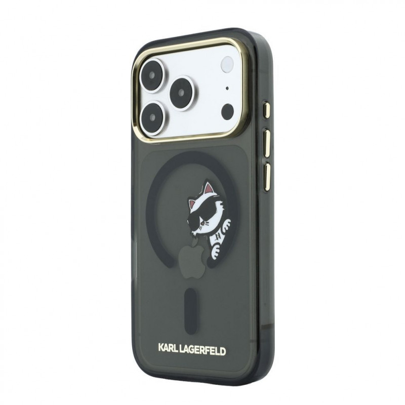Capa Karl Lagerfeld HC MagSafe IML Peekaboo Print & Metal Frame para Apple iPhone 18 Pro, preto