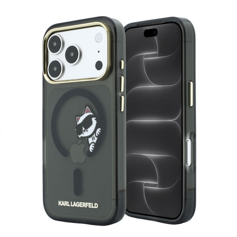 Capa Karl Lagerfeld HC MagSafe IML Peekaboo Print & Metal Frame para Apple iPhone 18 Pro, preto