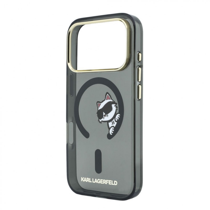 Capa Karl Lagerfeld HC MagSafe IML Peekaboo Print & Metal Frame para Apple iPhone 18 Pro, preto