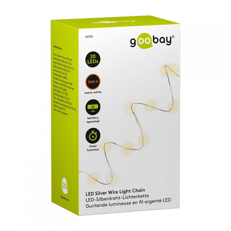 Goobay fio de luzes com 20 luzes, transparente, 1,0 m