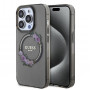 Guess PC/TPU Flowers Ring Glossy Logo capa MagSafe para Apple iPhone 15, transparente preto (GUHMP15LHFWFCK)
