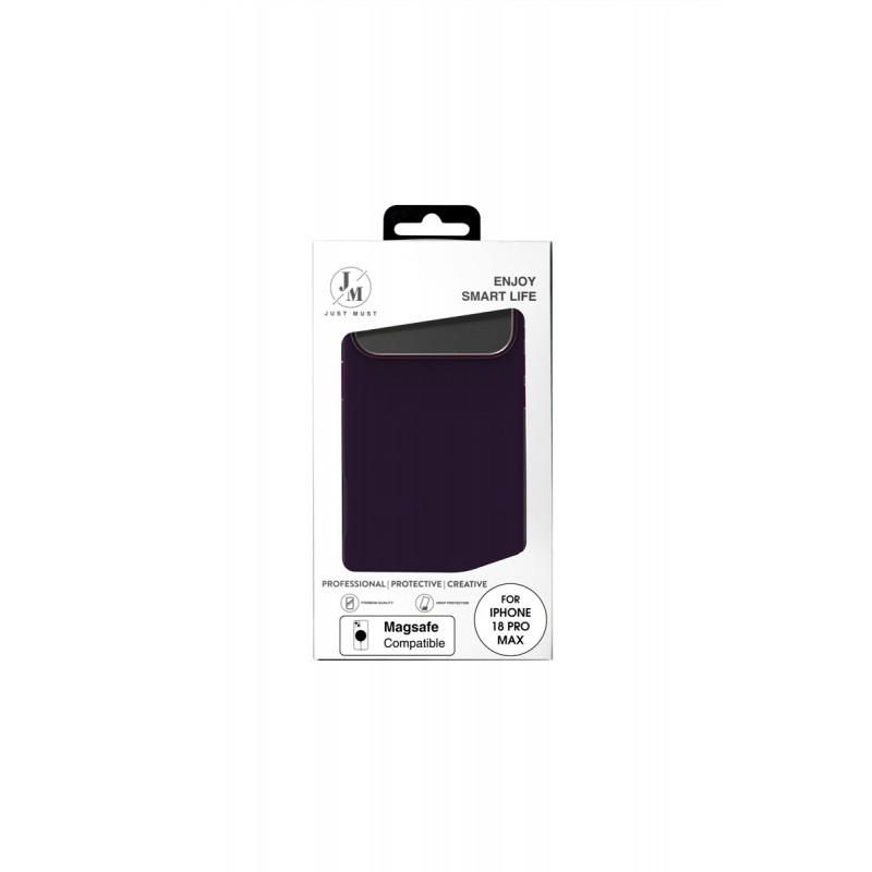 Capa de pele Just Must JM com MagSafe para iPhone 18 Pro Max, roxa