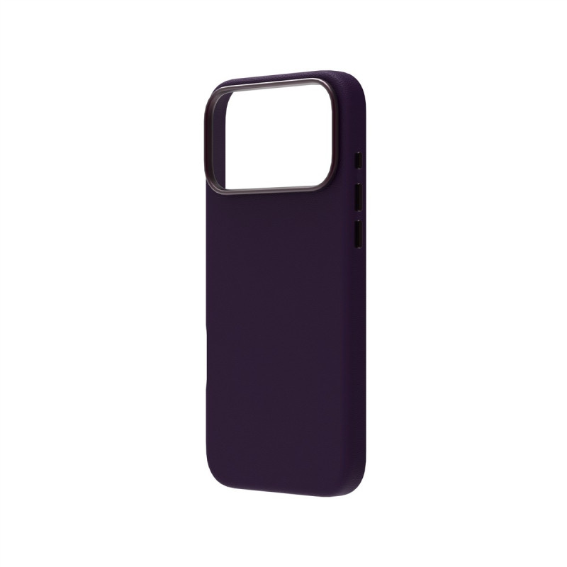 Capa de pele Just Must JM com MagSafe para iPhone 18 Pro Max, roxa