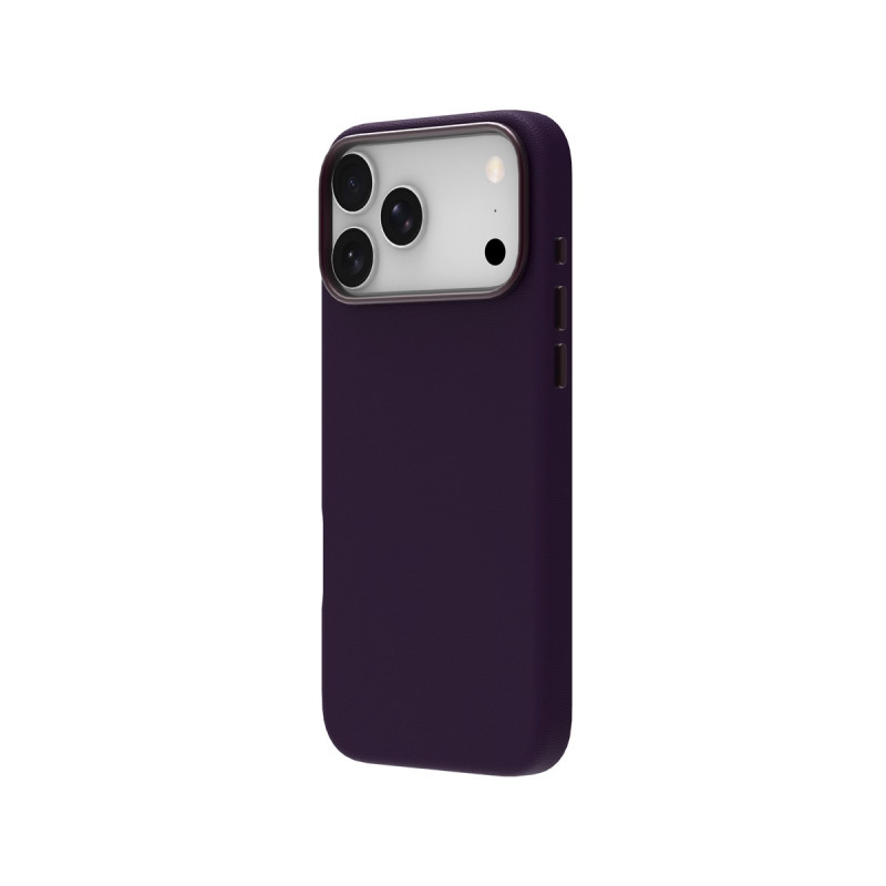 Capa de pele Just Must JM com MagSafe para iPhone 18 Pro, roxa