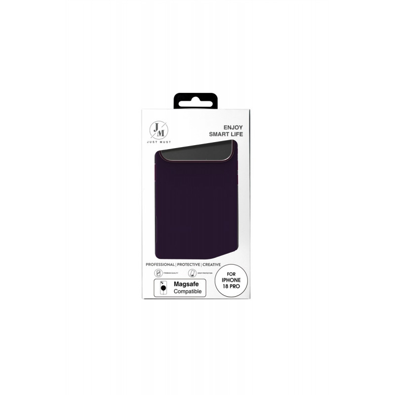 Capa de pele Just Must JM com MagSafe para iPhone 18 Pro, roxa