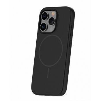 Capa em silicone Soft Touch iLike com íman para Apple iPhone 16 Pro Max, preto