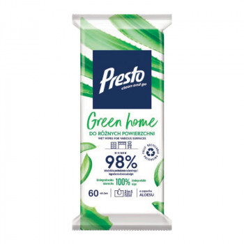 Toalhetes para diversas superfícies Presto Green Home 60 unid.