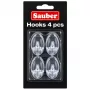 Sauber ganchos ovais, 4 unid., 2,3x4 cm, transparente