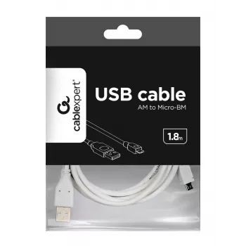Gembird Cabo USB 2.0 A para Micro-USB B CCP-mUSB2-AMBM-6-W, 1,8 m, branco