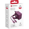 Fonte de alimentação Forcell F-Energy GaN III VT-60 60W PD QC 4.0+ 2x USB-C cor de vinho + cabo USB-C