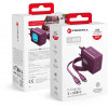 Fonte de alimentação Forcell F-Energy GaN III VT-60 60W PD QC 4.0+ 2x USB-C cor de vinho + cabo USB-C