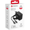 Fonte de alimentação Forcell F-Energy GaN III VT-60 60W PD QC 4.0+ 2x USB-C preta + cabo USB-C