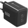 Fonte de alimentação Forcell F-Energy GaN III VT-60 60W PD QC 4.0+ 2x USB-C preta + cabo USB-C