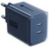 Fonte de alimentação Forcell F-Energy GaN III VT-60 60W PD QC 4.0+ 2x USB-C azul-marinho + cabo USB-C
