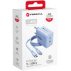 Fonte de alimentação Forcell F-Energy GaN III VT-60 60W PD QC 4.0+ 2x USB-C azul + cabo USB-C