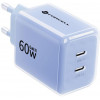 Fonte de alimentação Forcell F-Energy GaN III VT-60 60W PD QC 4.0+ 2x USB-C azul + cabo USB-C