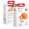 Fonte de alimentação Forcell F-Energy GaN III VT-60 60W PD QC 4.0+ 2x USB-C laranja + cabo USB-C