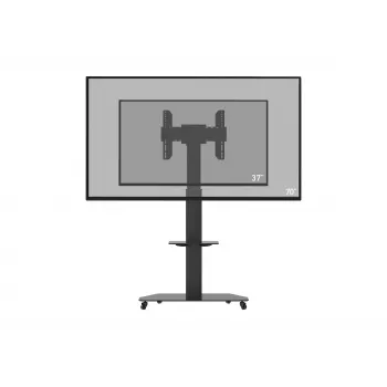 Suporte móvel para TV celexon Professional Adjust-3770MP para ecrãs planos 32-70 polegadas (81,3-177,8 cm), alumínio anodizado e vidro acetinado, preto